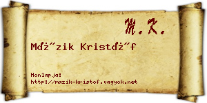 Mázik Kristóf névjegykártya